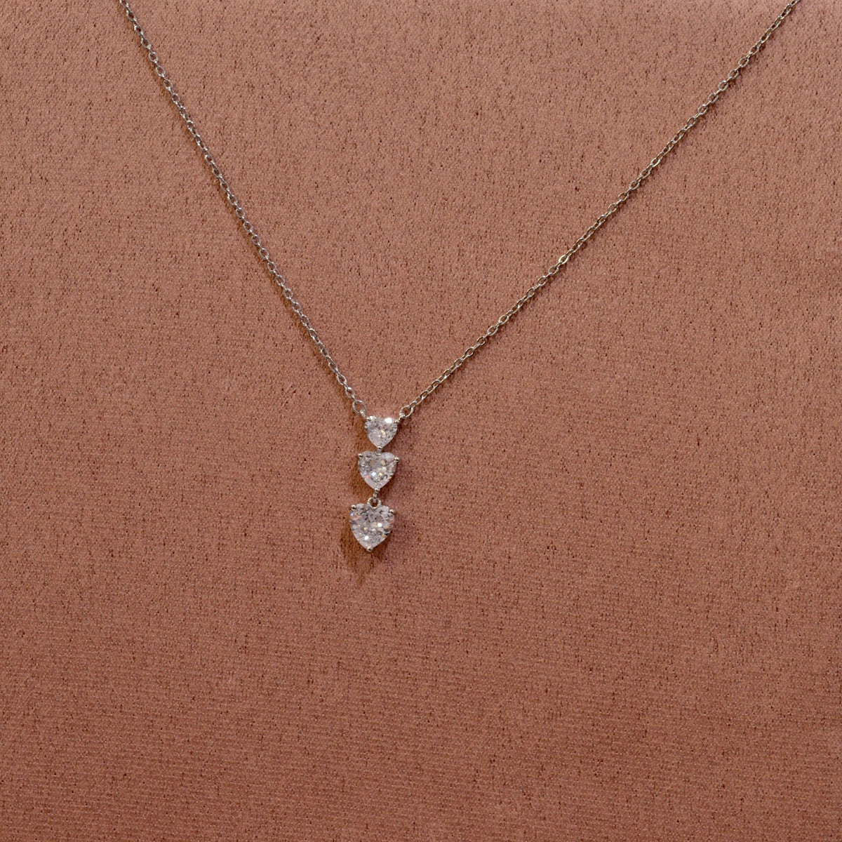 Collana argento con cuoricini pendenti brillanti - Follie by Alice