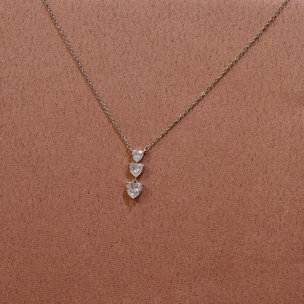 Collana argento con cuoricini pendenti brillanti - Follie by Alice