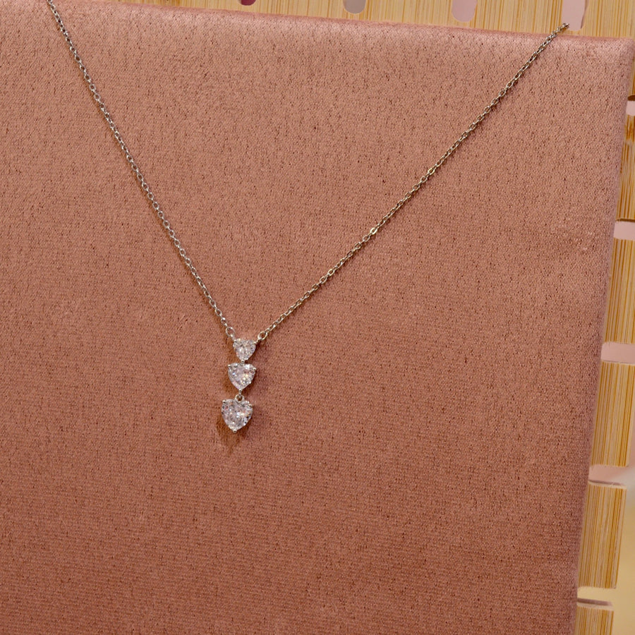 Collana argento con cuoricini pendenti brillanti