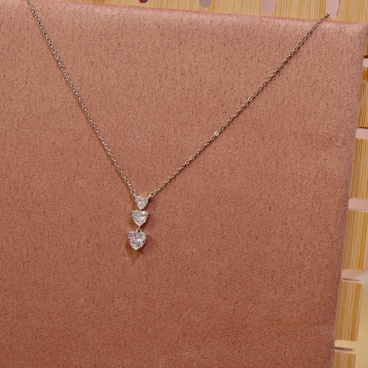 Collana argento con cuoricini pendenti brillanti - Follie by Alice