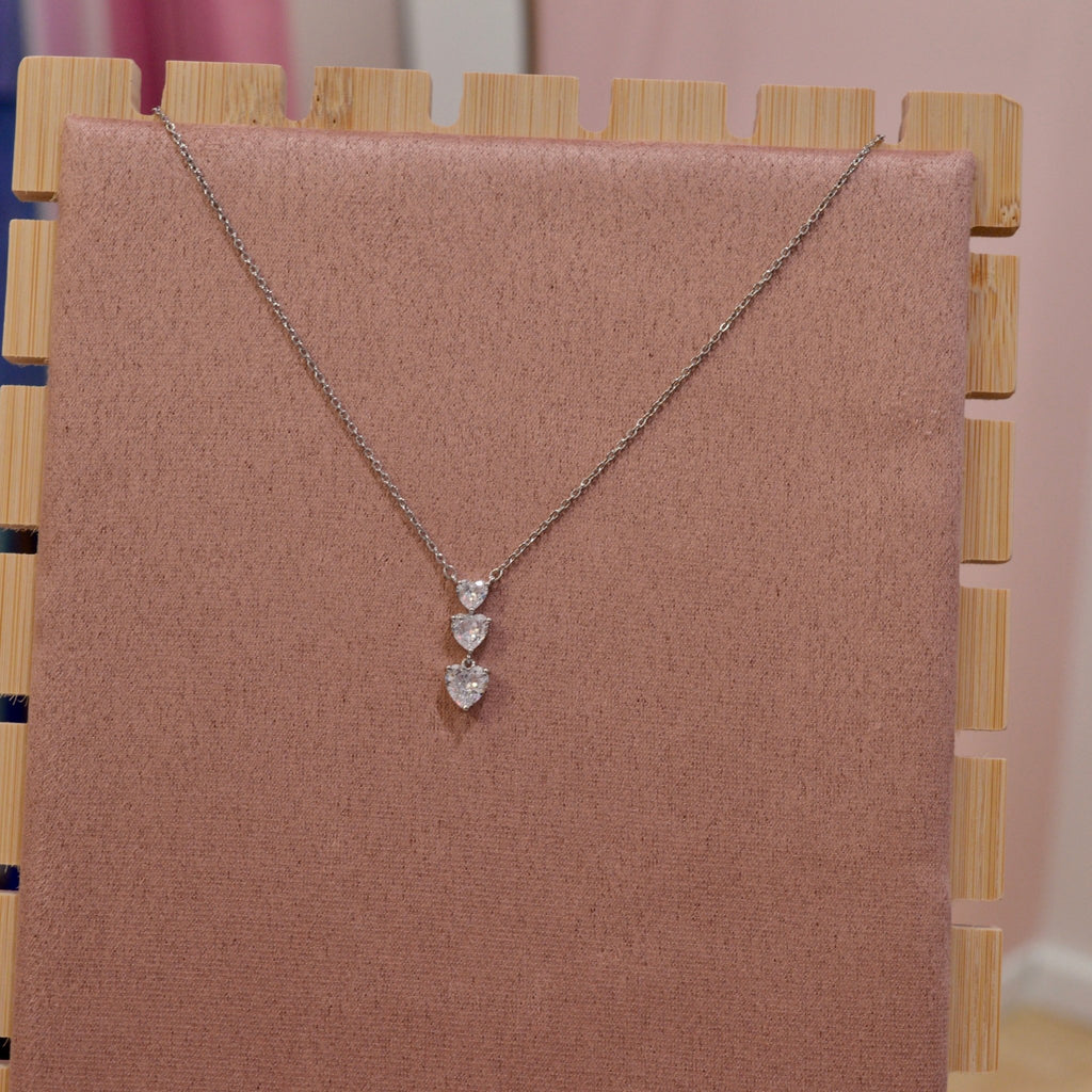 Collana argento con cuoricini pendenti brillanti - Follie by Alice