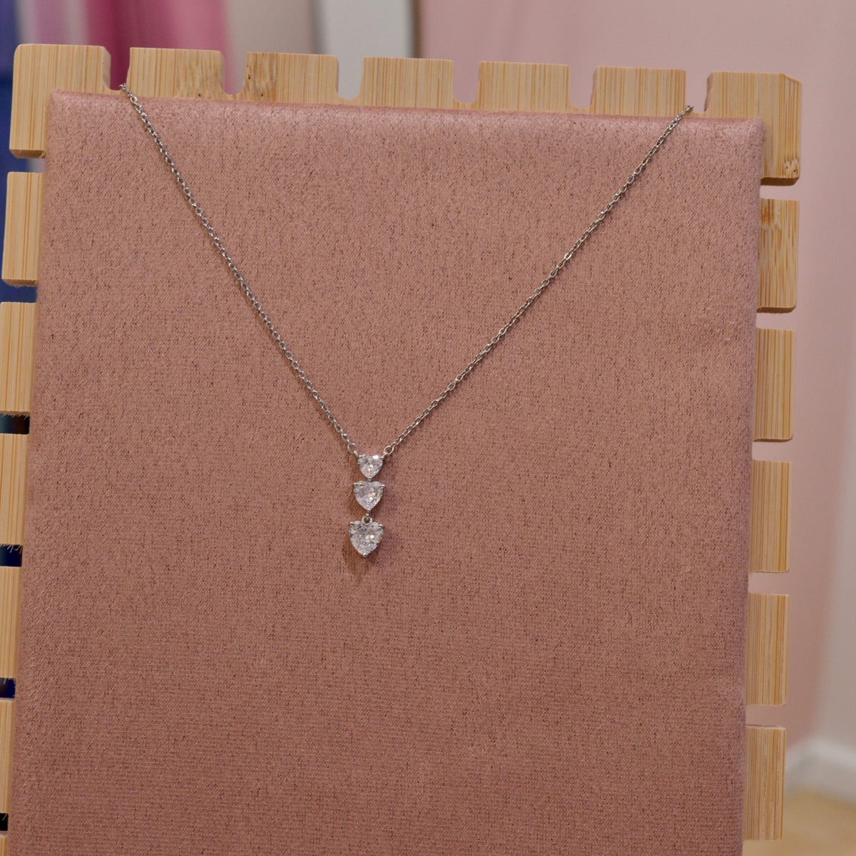Collana argento con cuoricini pendenti brillanti - Follie by Alice
