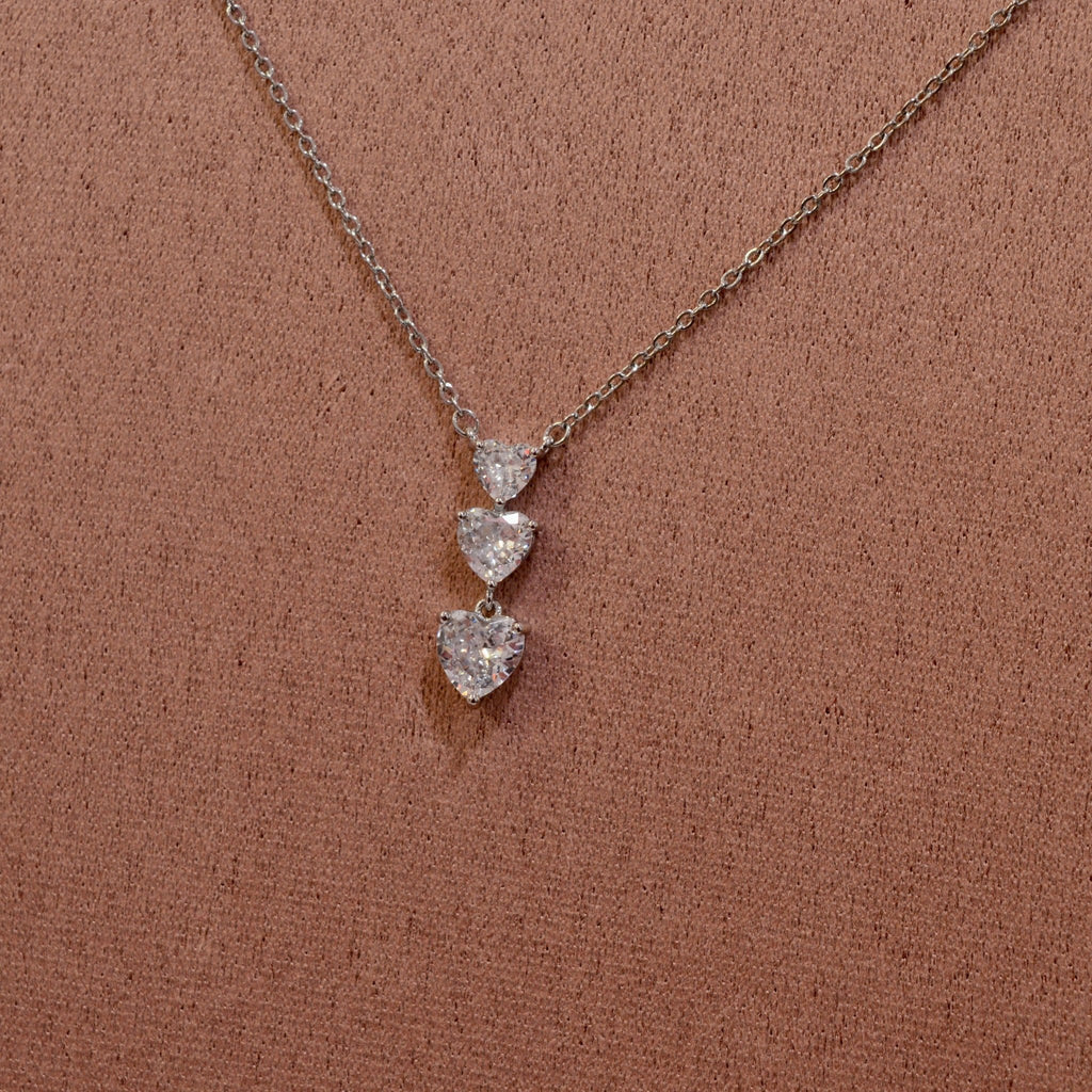 Collana argento con cuoricini pendenti brillanti - Follie by Alice