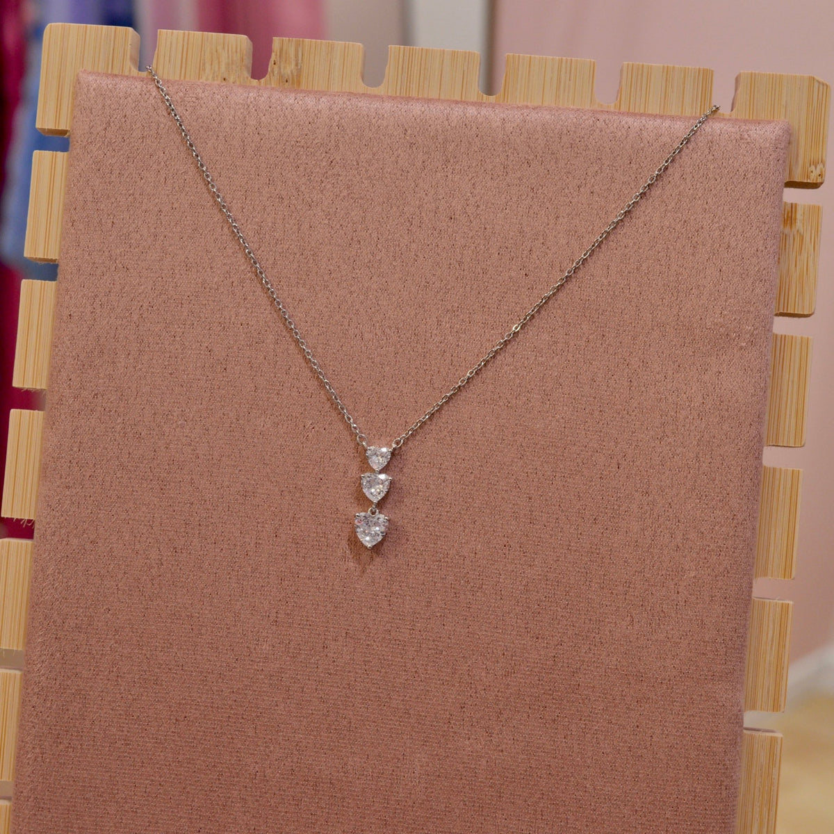 Collana argento con cuoricini pendenti brillanti - Follie by Alice