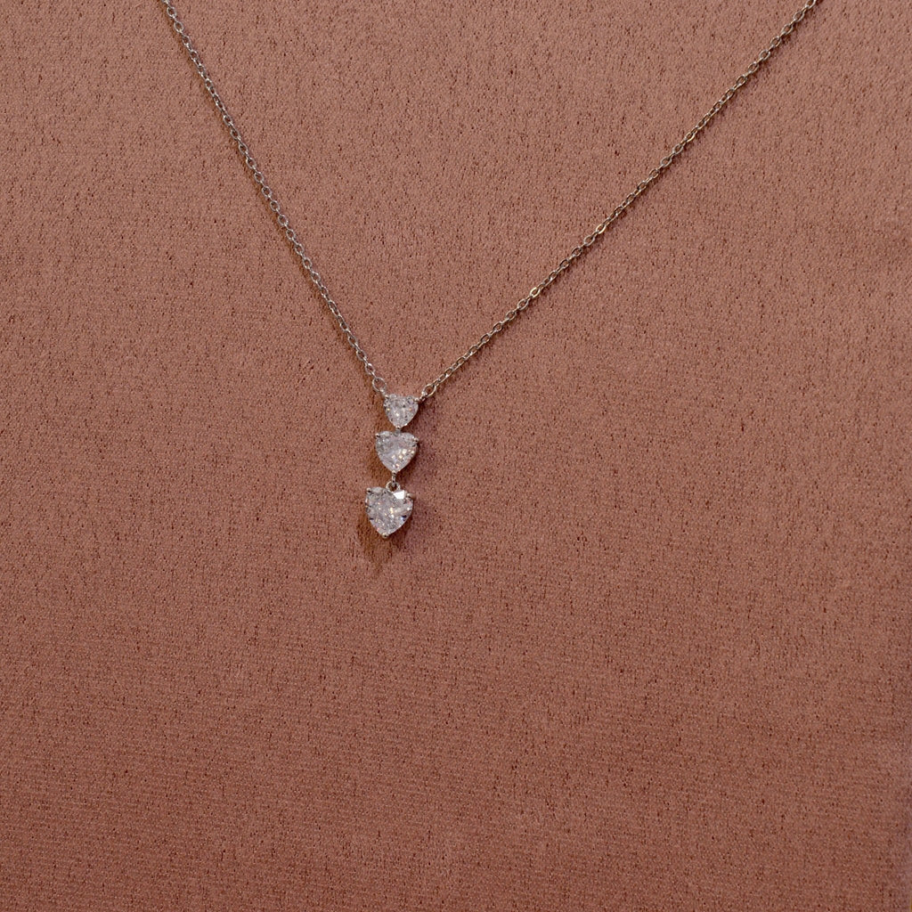 Collana argento con cuoricini pendenti brillanti - Follie by Alice