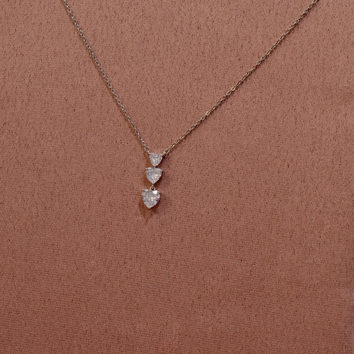 Collana argento con cuoricini pendenti brillanti - Follie by Alice