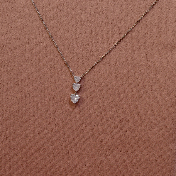 Collana argento con cuoricini pendenti brillanti - Follie by Alice