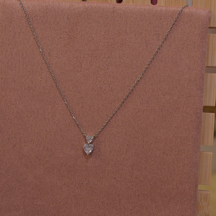 Collana argento con doppio cuoricino gioiello – alternate