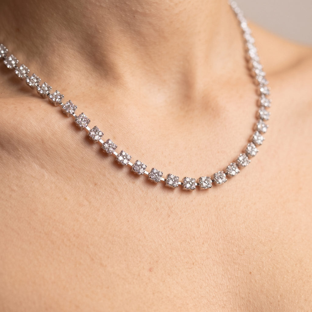 Collana argento con fiori di strass - Follie by Alice