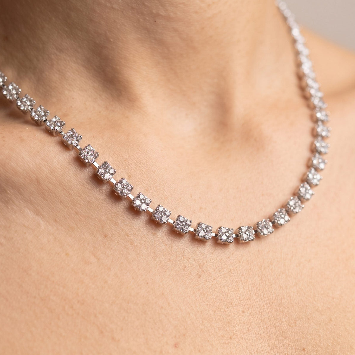 Collana argento con fiori di strass - Follie by Alice