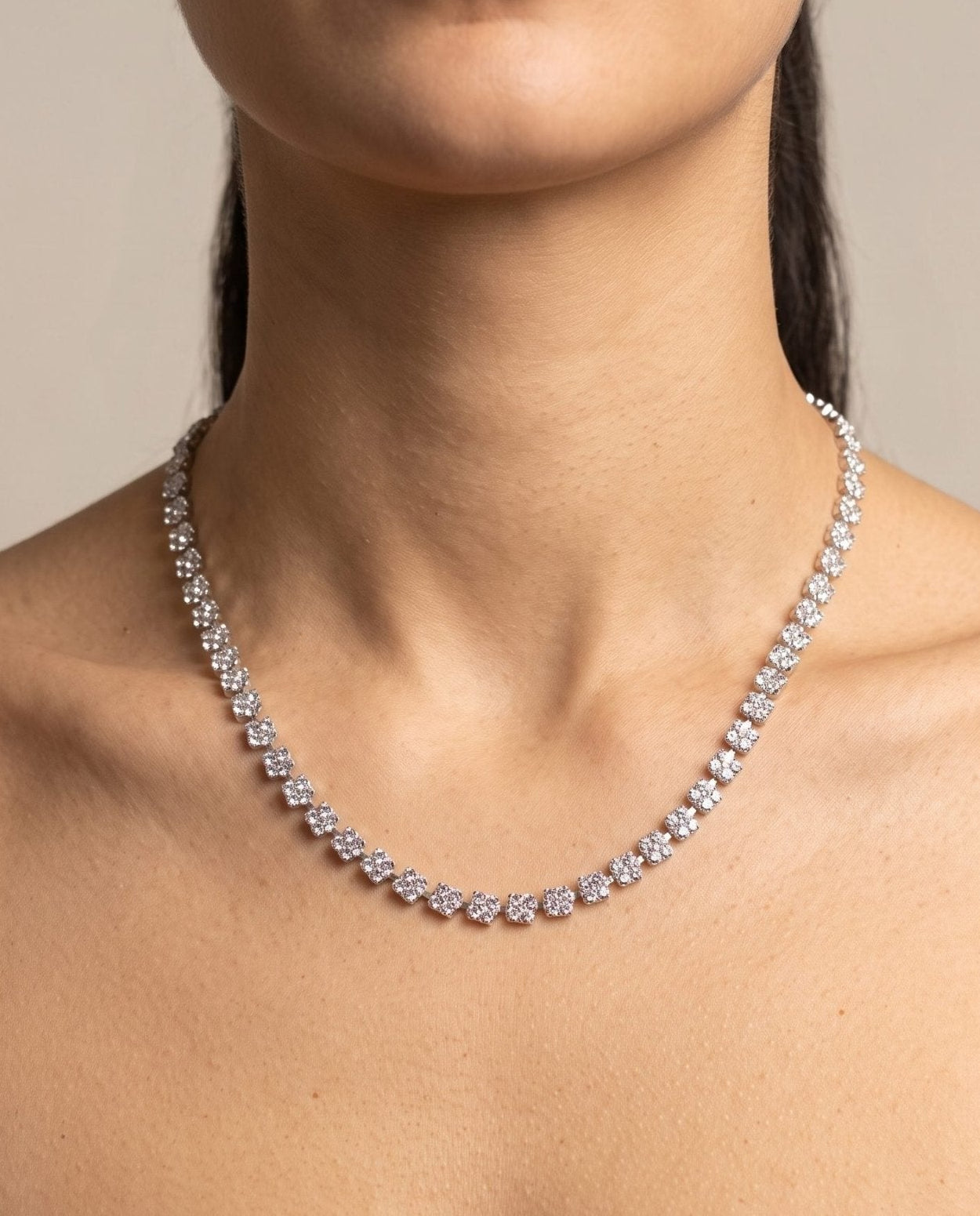 Collana argento con fiori di strass - Follie by Alice Immagine secondaria del prodotto