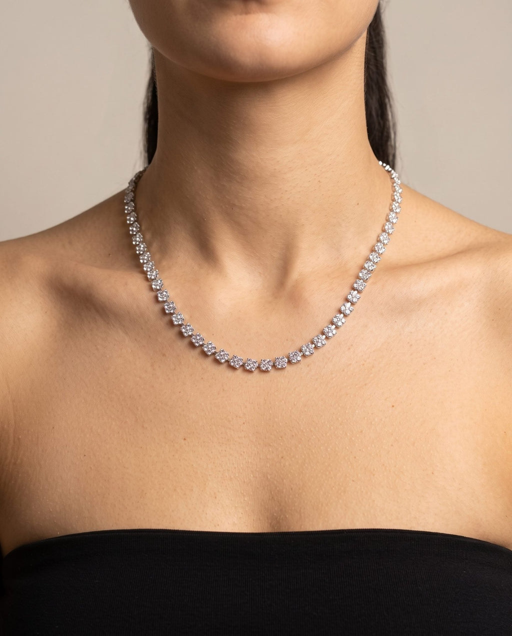 Collana argento con fiori di strass - Follie by Alice