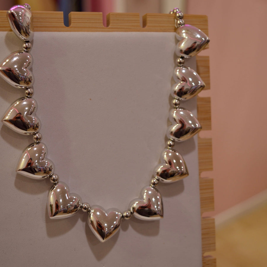 Collana argento con maxi-cuori