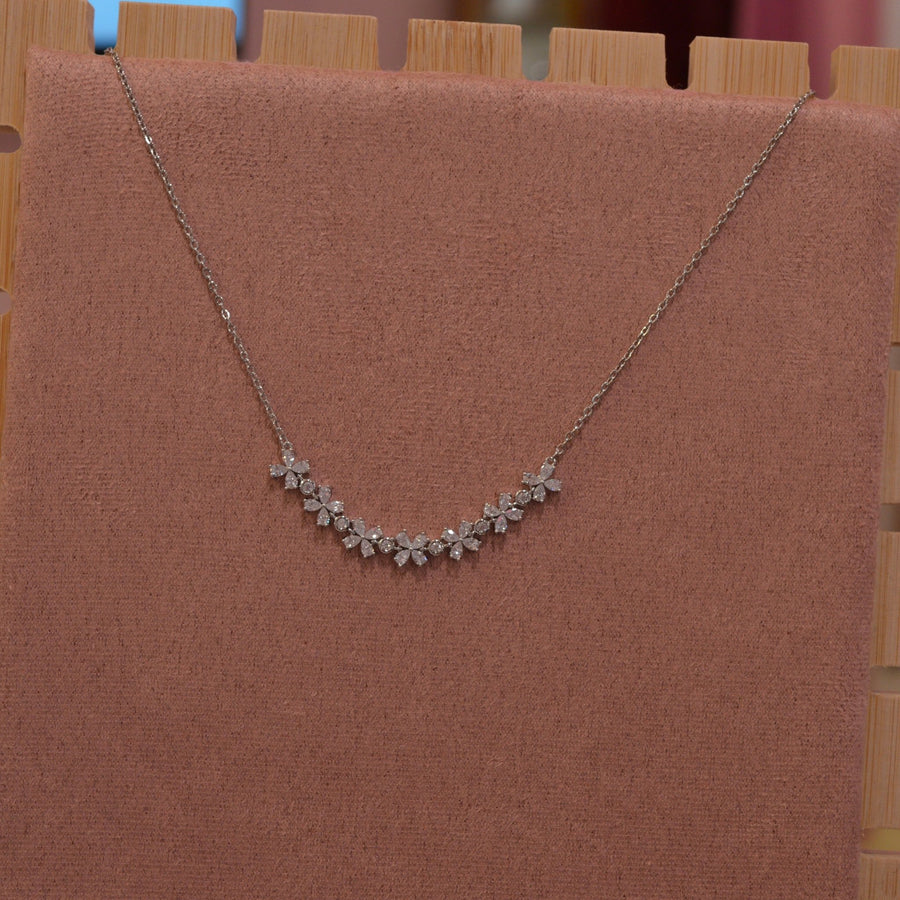 Collana argento con strass gioiello a fiore