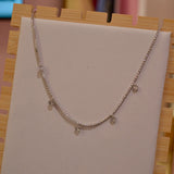 Collana argento tennis con cuoricini e strass