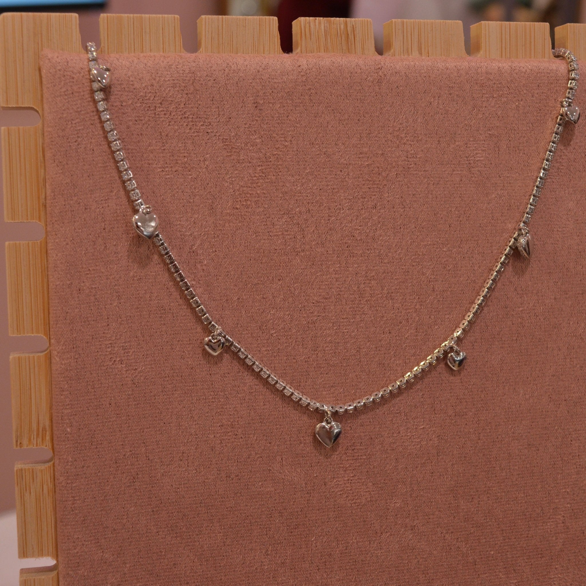 Collana argento tennis con cuoricini - Follie by Alice