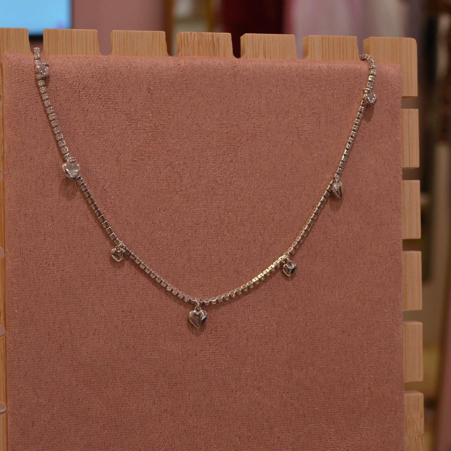 Collana argento tennis con cuoricini – alternate