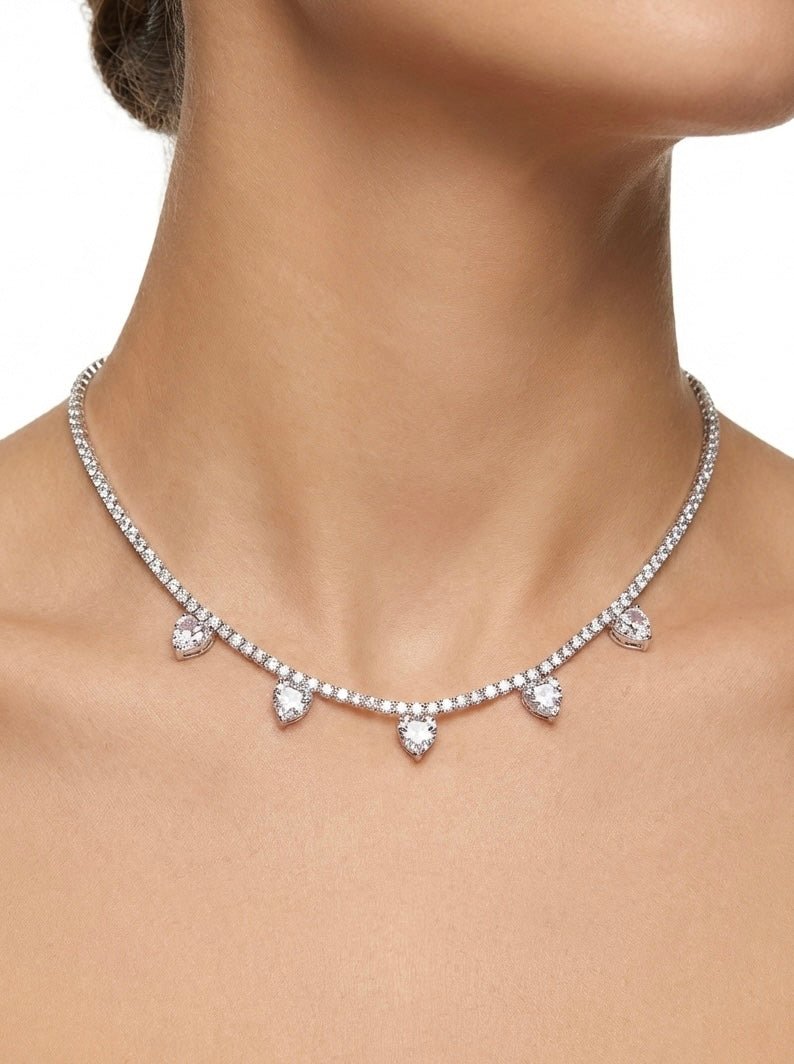 Collana argento tennis con cuoricini - Follie by Alice