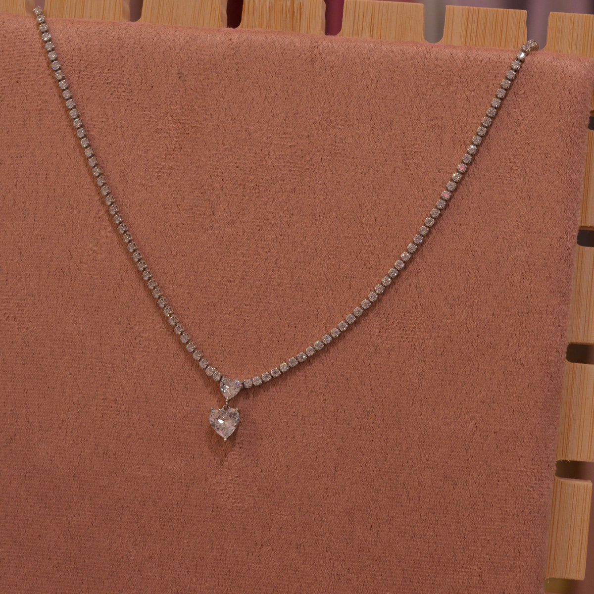 Collana argento tennis con doppio cuoricino - Follie by Alice