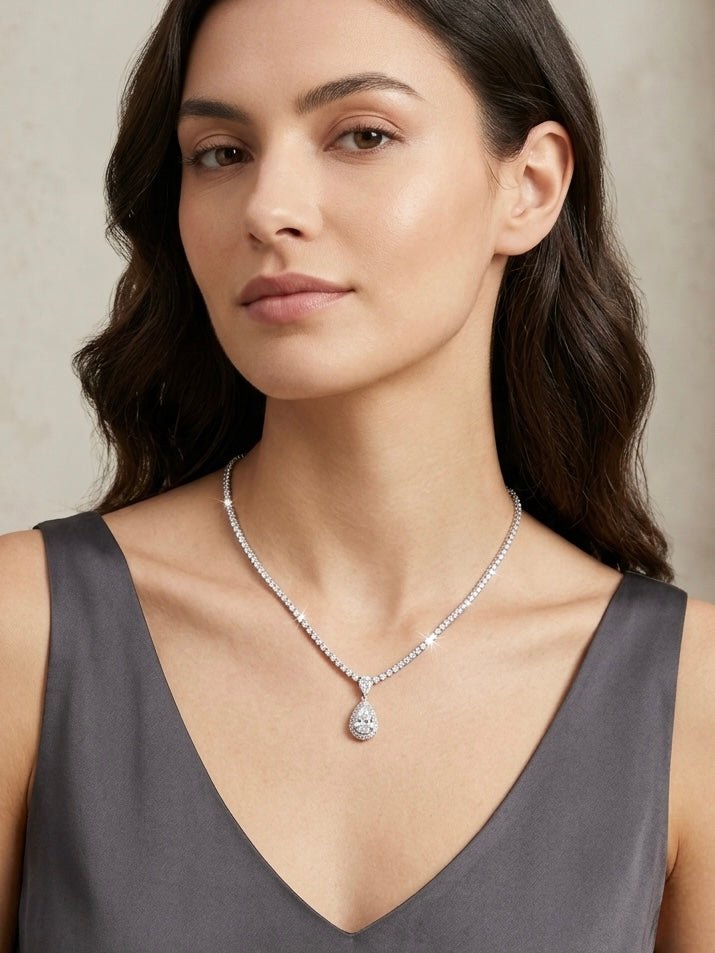 Collana argento tennis con pendente