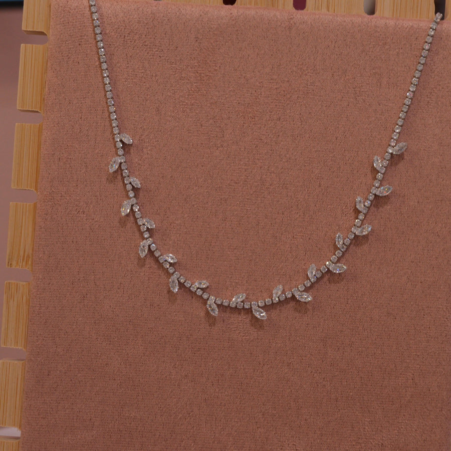 Collana argento tennis con strass a goccia