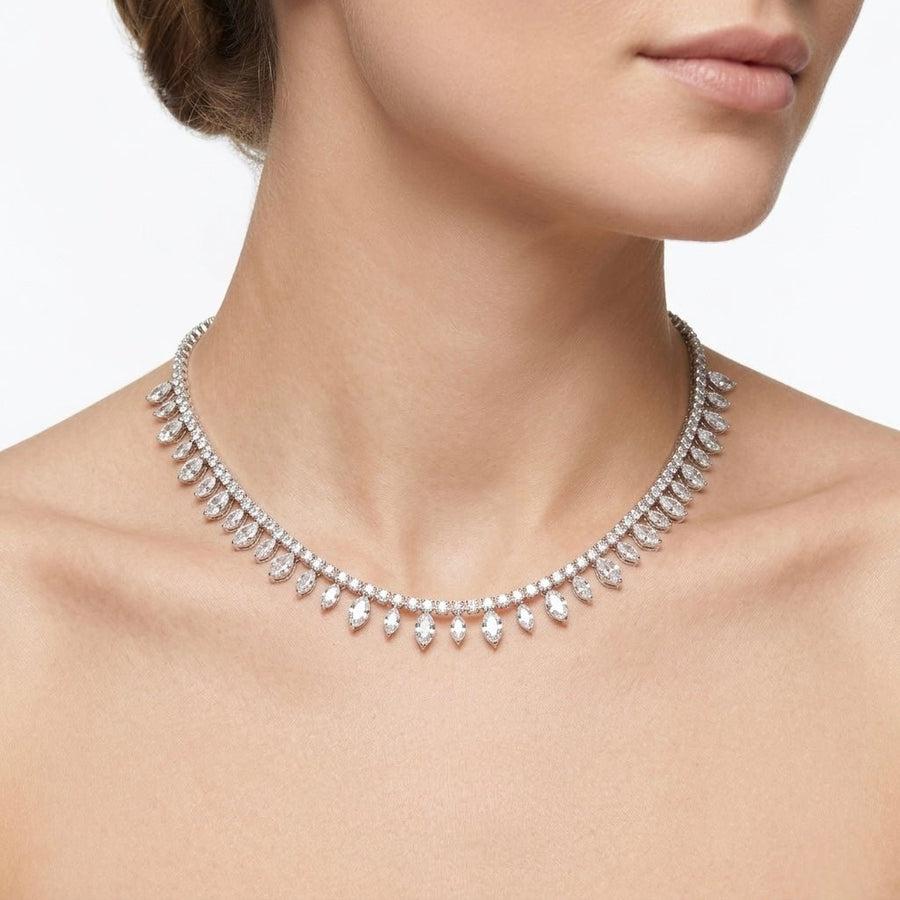 Collana argento tennis con strass a goccia