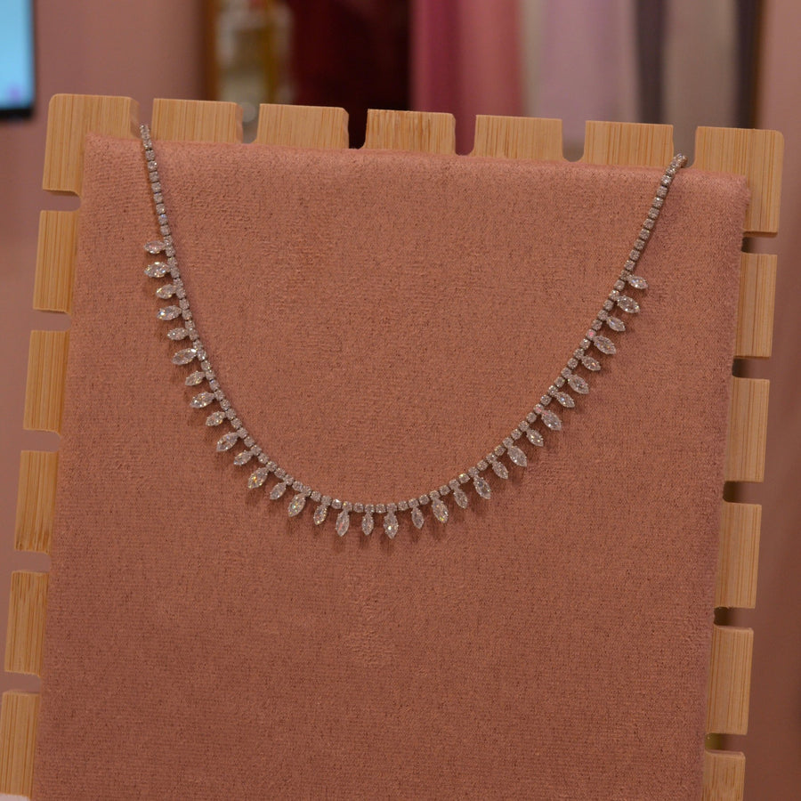 Collana argento tennis con strass a goccia – alternate