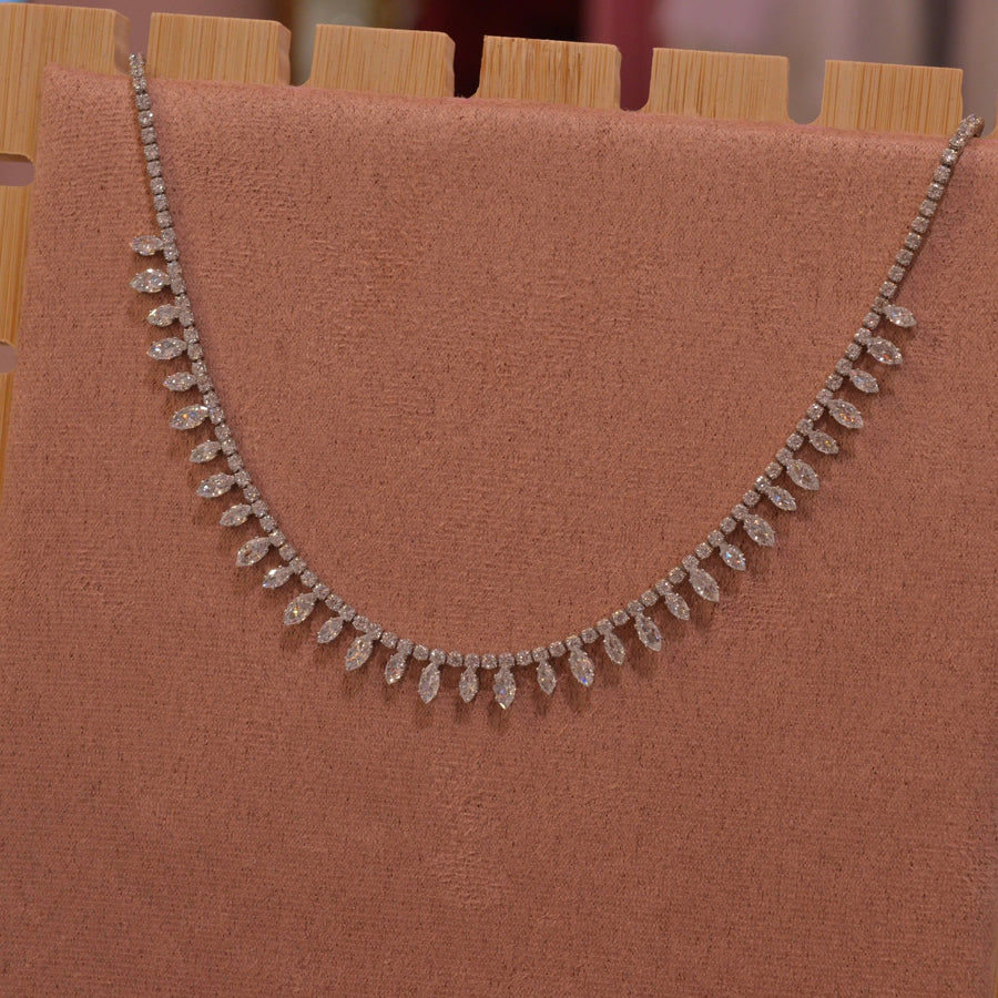 Collana argento tennis con strass a goccia