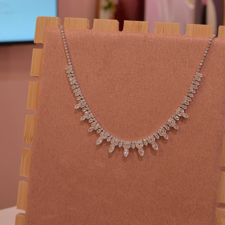 Collana argento tennis con strass brillanti a goccia