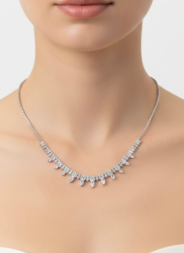 Collana argento tennis con strass brillanti a goccia