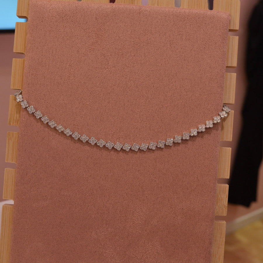 Collana argento tennis con strass brillanti