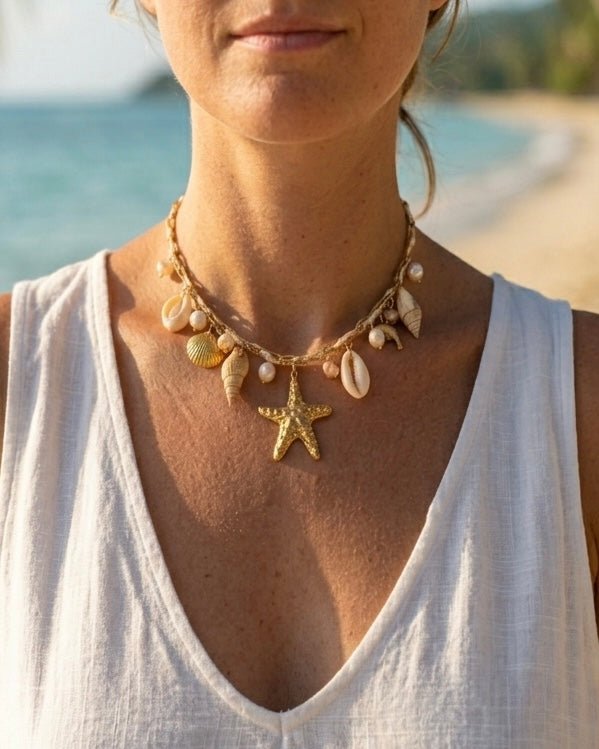 Collana estiva con conchiglie e stella marina