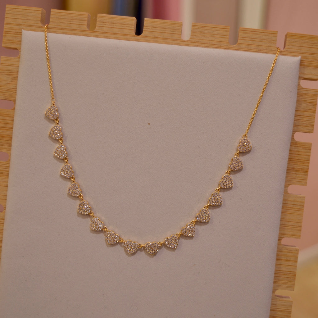 Collana oro con cuoricini di strass gioiello - Follie by Alice