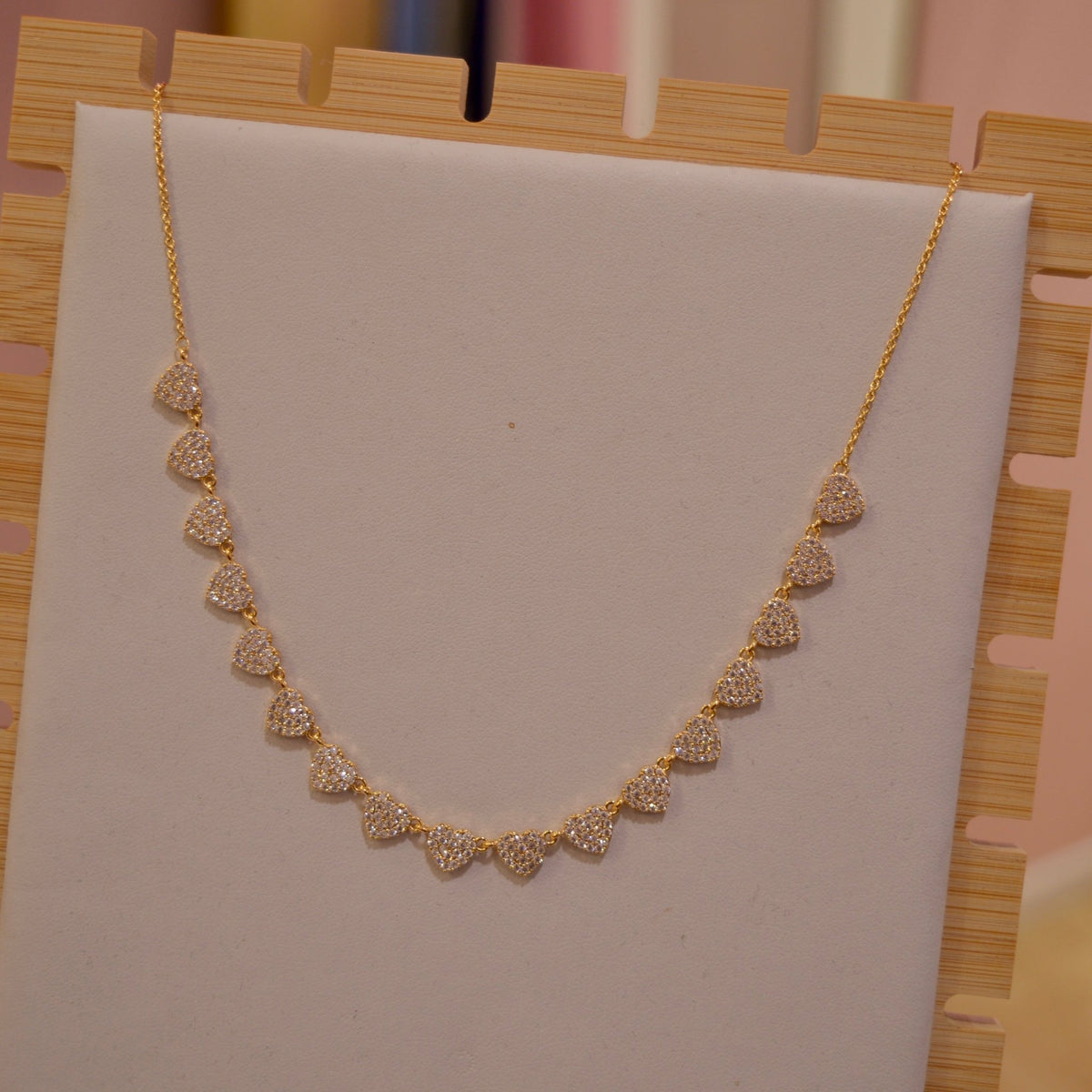 Collana oro con cuoricini di strass gioiello - Follie by Alice