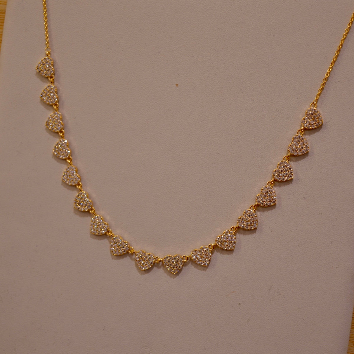 Collana oro con cuoricini di strass gioiello - Follie by Alice