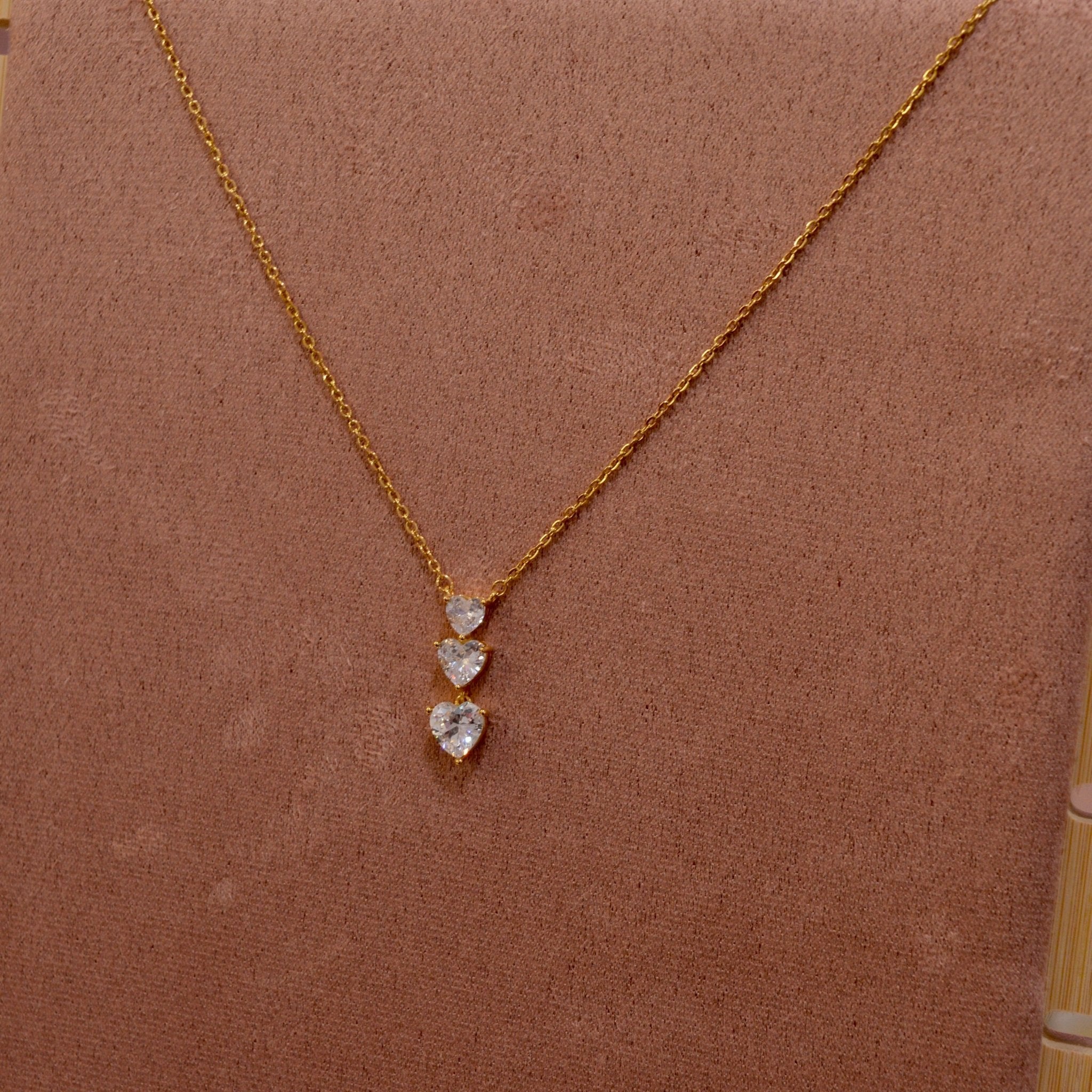 Collana oro con cuoricini pendenti brillanti - Follie by Alice