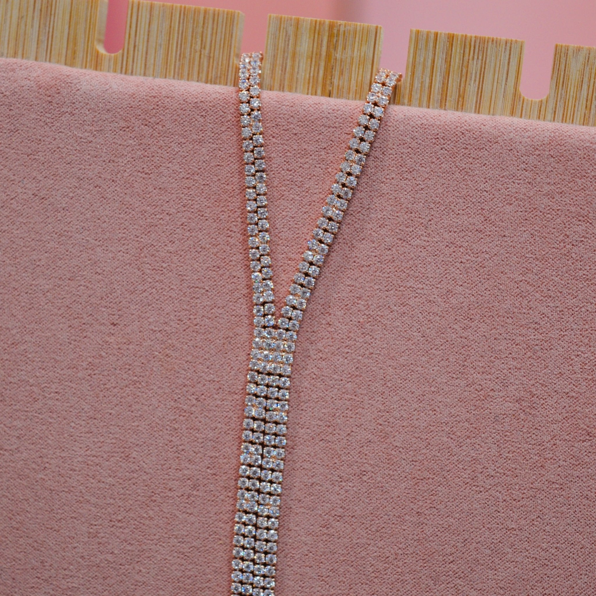 Collana oro rosa pendente di strass - Follie by Alice