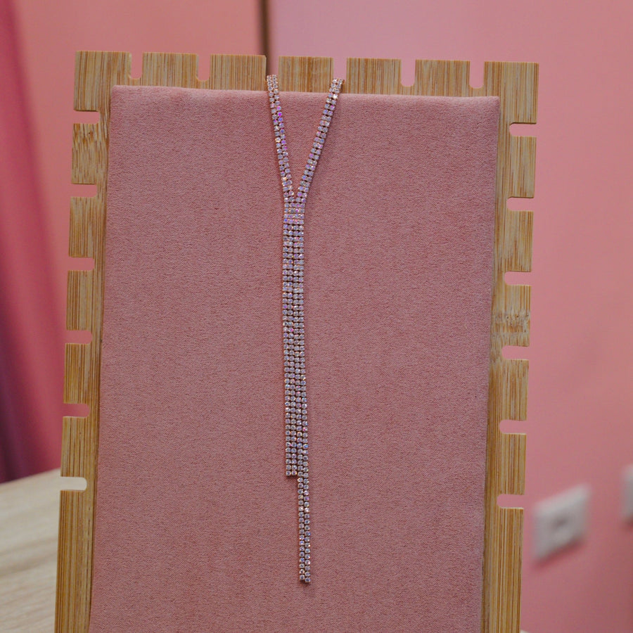 Collana oro rosa pendente di strass – alternate