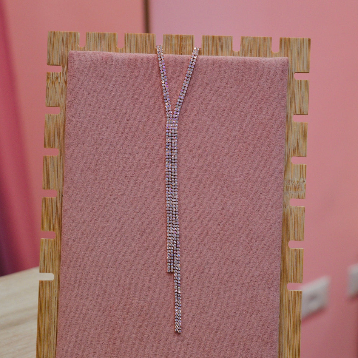 Collana oro rosa pendente di strass - Follie by Alice