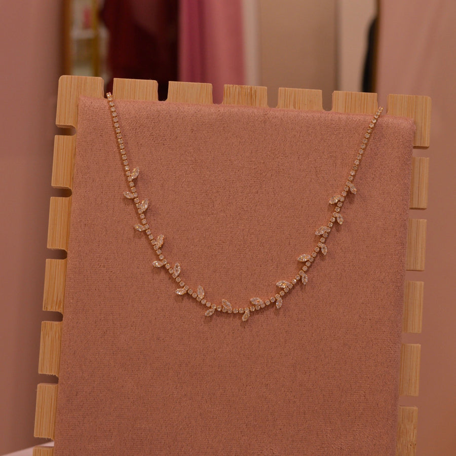 Collana oro tennis con strass a goccia – alternate