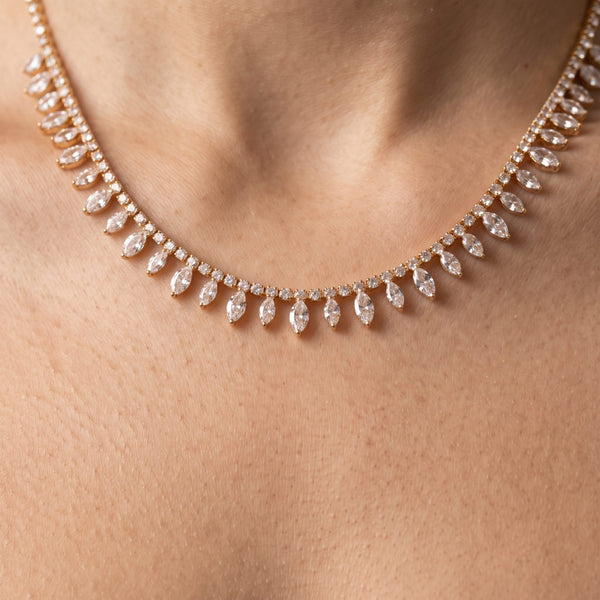 Collana oro tennis con strass a goccia - Follie by Alice