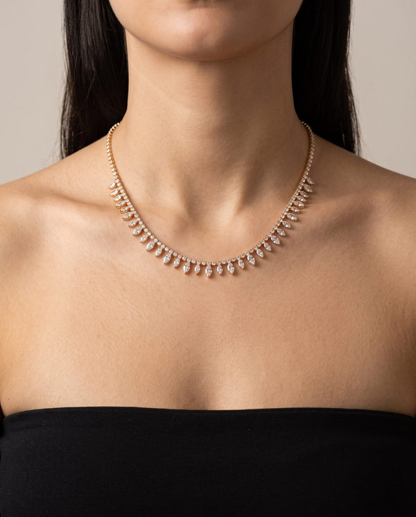 Collana oro tennis con strass a goccia - Follie by Alice