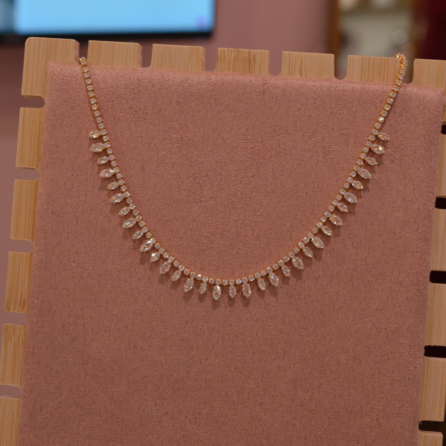 Collana oro tennis con strass a goccia – alternate