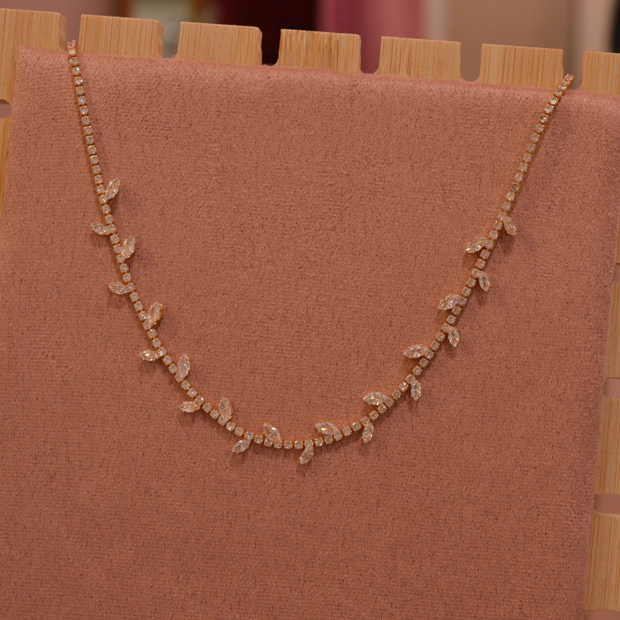 Collana oro tennis con strass a goccia
