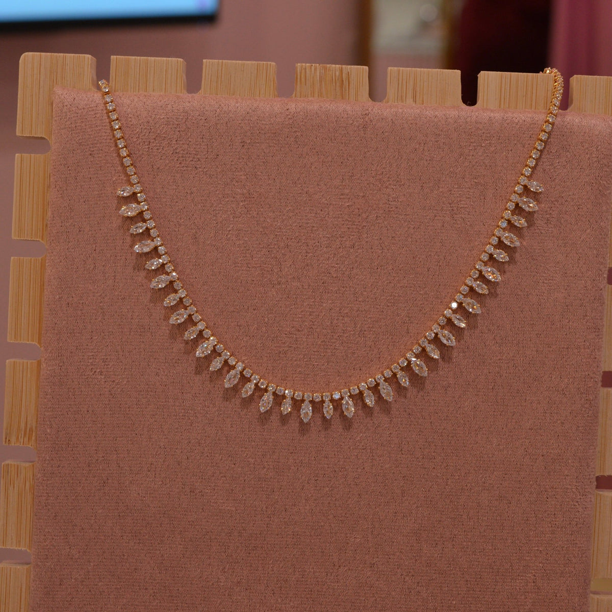 Collana oro tennis con strass a goccia - Follie by Alice