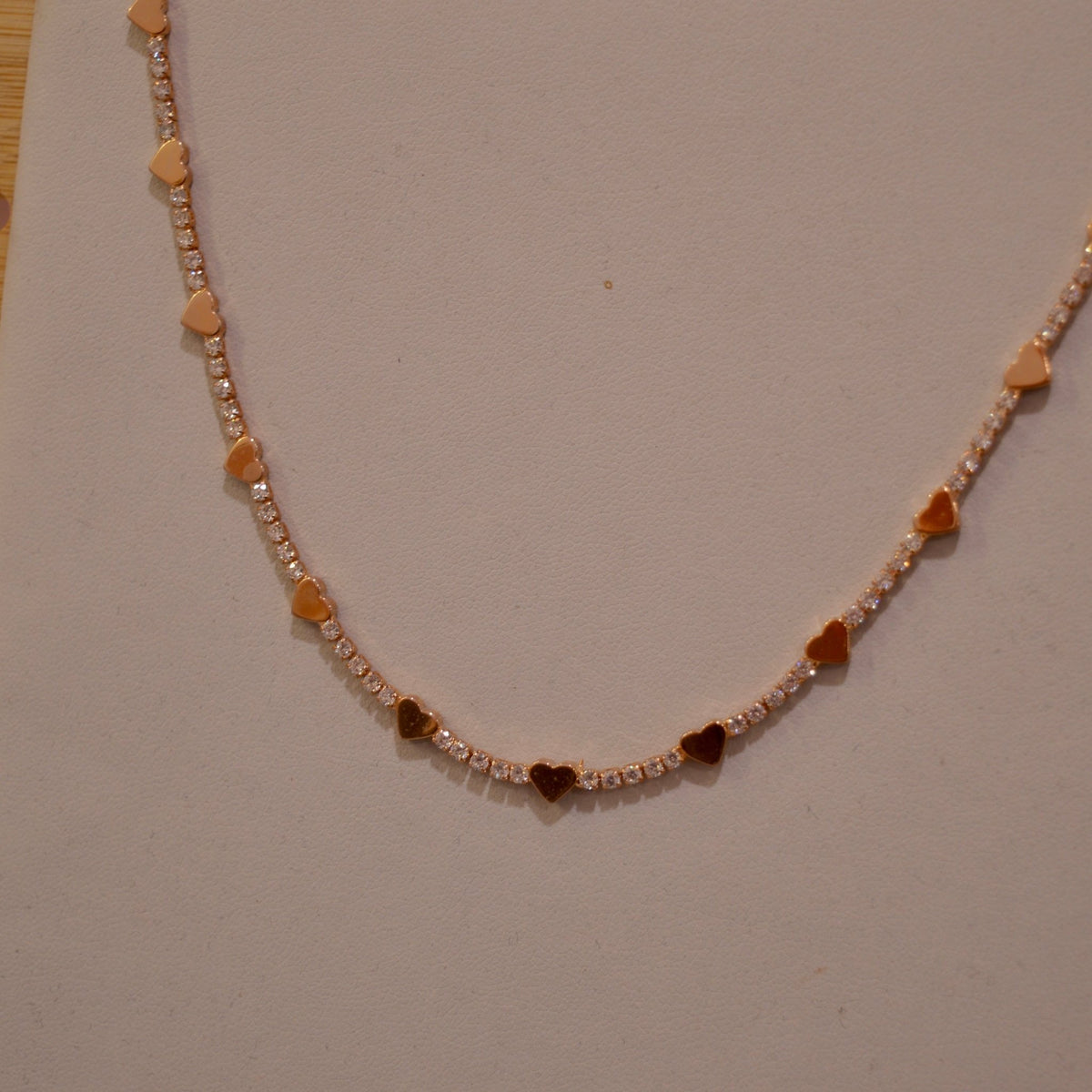 Collana oro tennis con strass e cuoricini - Follie by Alice