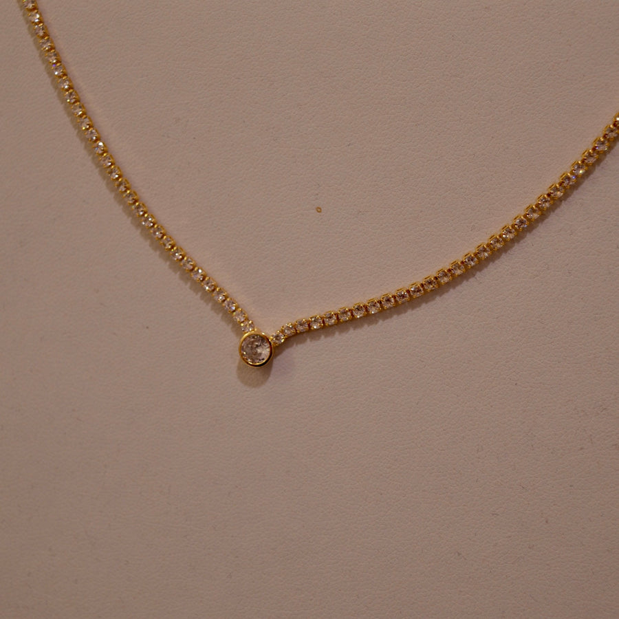Collana oro tennis con strass e punto luce – alternate