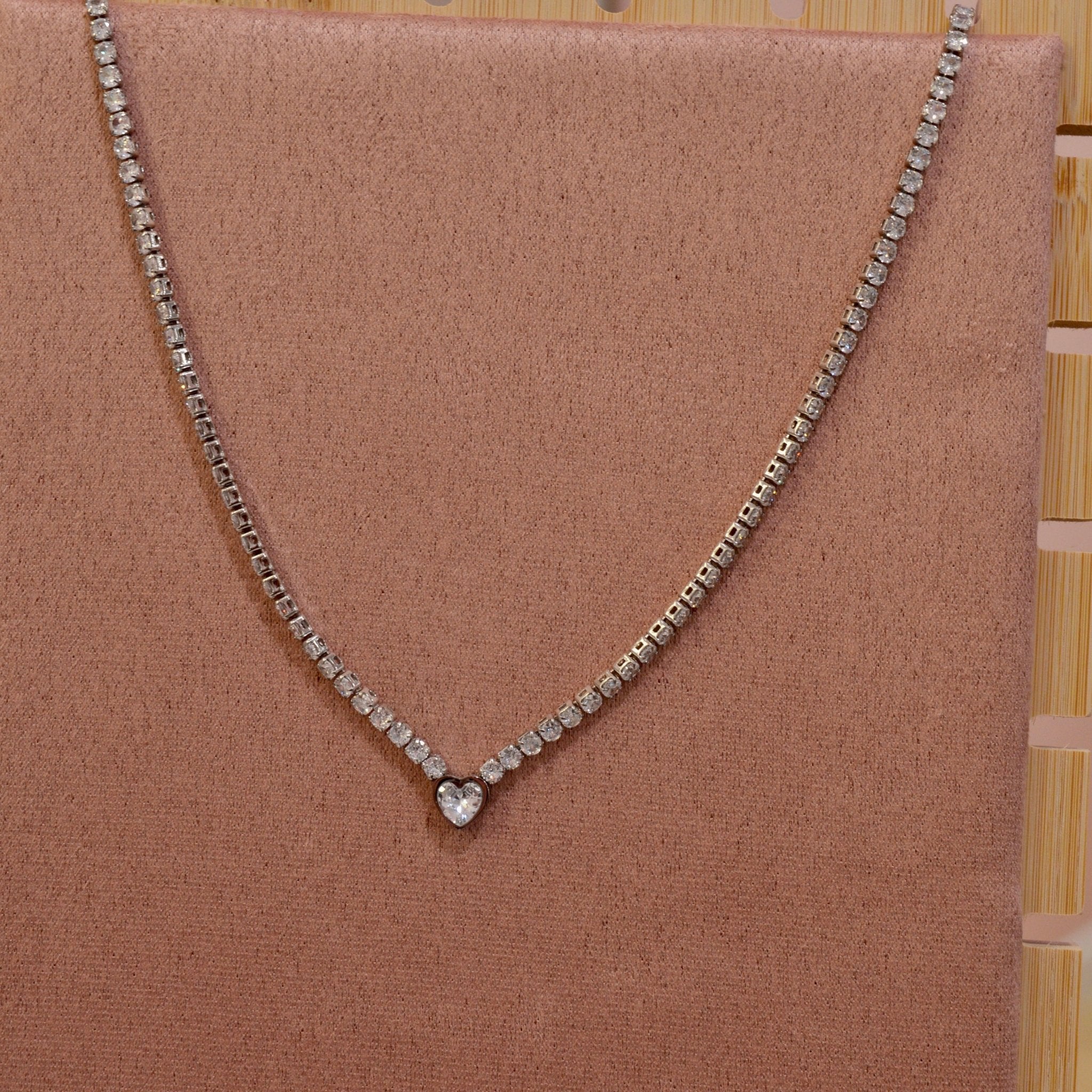 Collana tennis argento con cuore gioiello - Follie by Alice