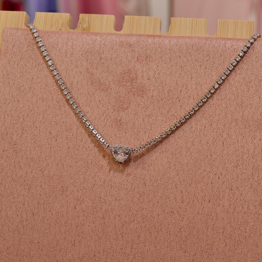 Collana tennis argento con cuore gioiello