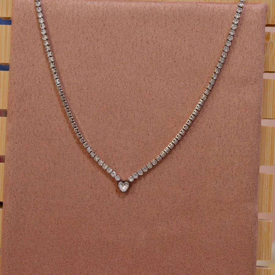 Collana tennis argento con cuore gioiello – alternate